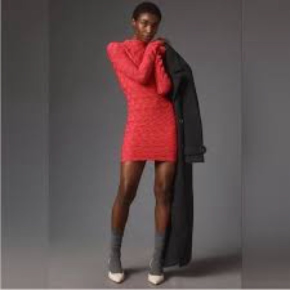 Maeve by Anthropologie Long Sleeve Pink Scrunch Mini Textured Dress Size XS NWOT - Picture 1 of 7